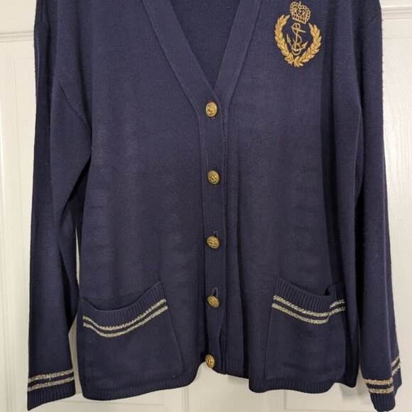 Vintage Bay Point Threads Nautical Cardigan Womens Size Medium Embroidered Crest - Picture 3 of 14